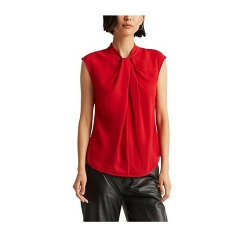 Lauren Ralph Lauren Women's "Georgette" Sleeveless Blouse, Lipstick Red, Size 10