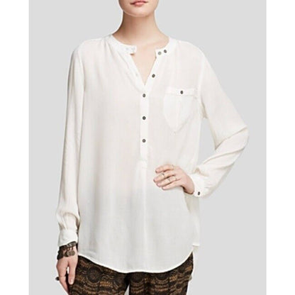 FREE PEOPLE, Ladies Boyfriend Button Down Pullover Blouse Ivory