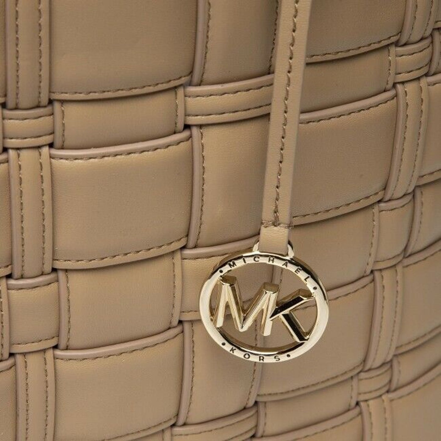 Michael Kors Camel “Ivy” Woven Tote Bag, Vegan Faux Leather, NWT