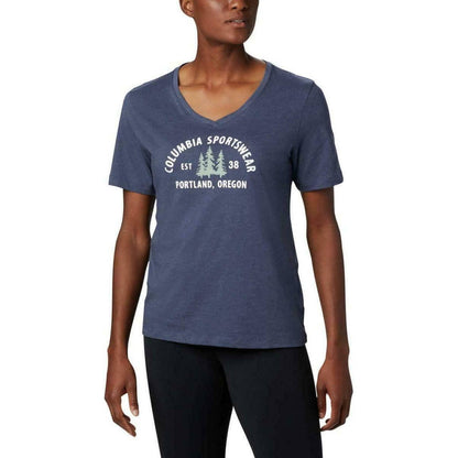 Columbia Women's Plus Size Relaxed V-Neck T-Shirt Nocturnal Heather