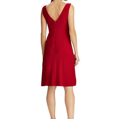Ralph Lauren Sleeveless Red Vawlisa Dress w/ Silver Rhinestone Accents, Size 0P
