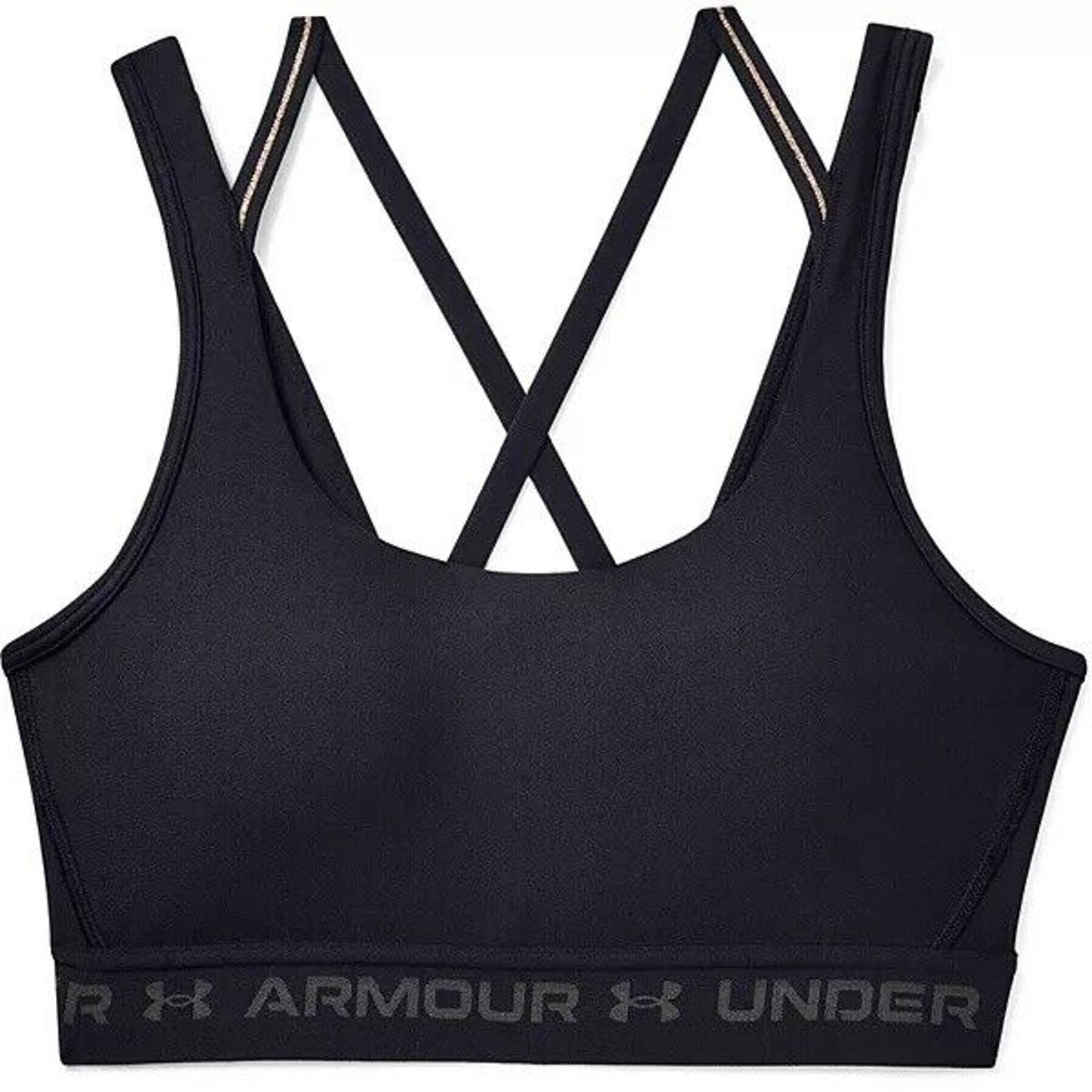 Under Armour Compression Cross-Back Mid-Impact Sports Bra Black, NWT