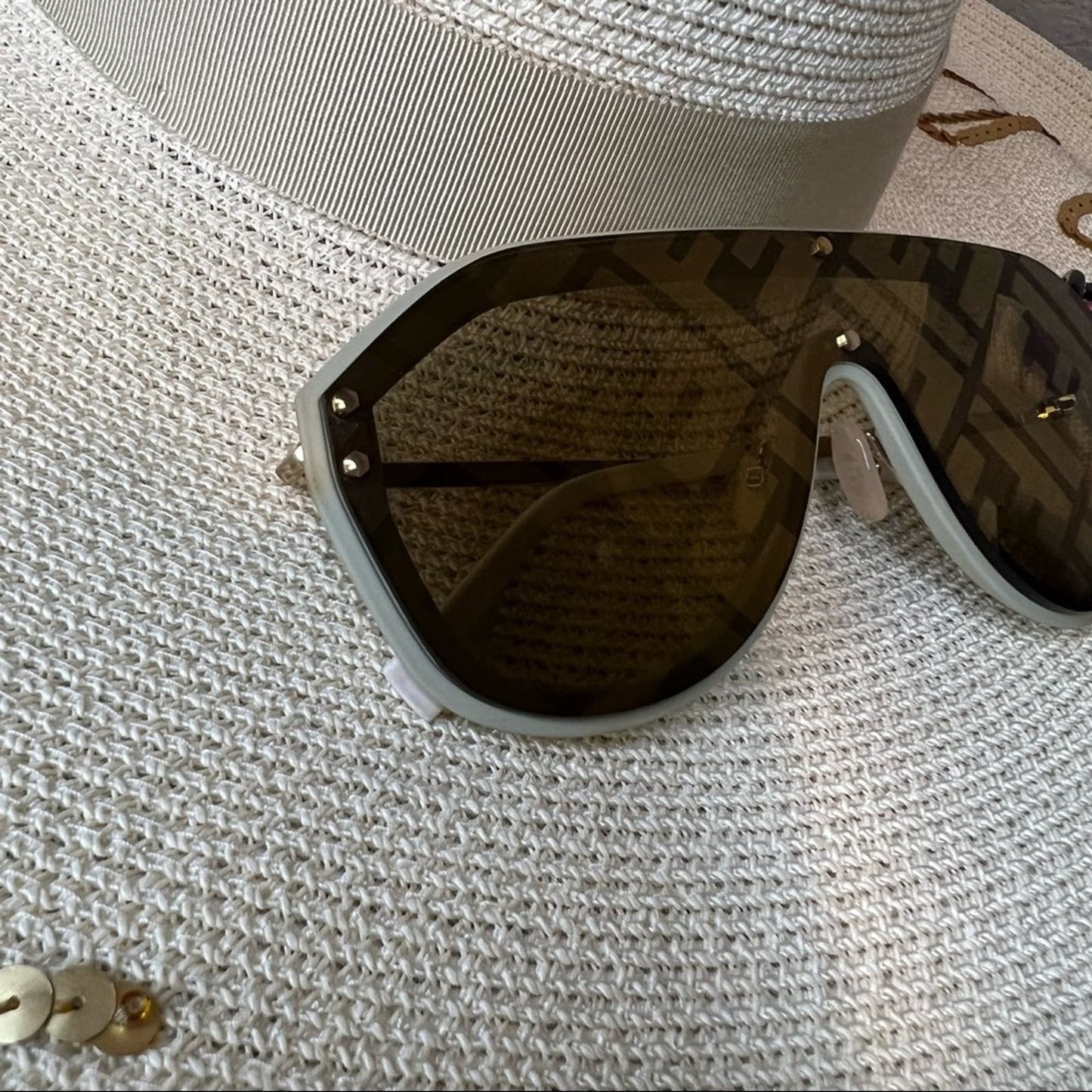 Fendi Large Brown Signature Sunglasses w/ Ivory Details, “FFM0039/G/S”