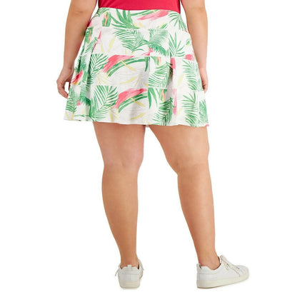 ID Ideology Plus Size Palms Tiered Skort Palms White
