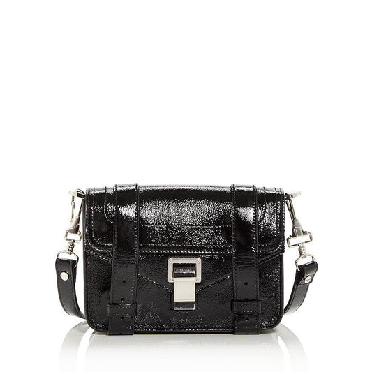 Proenza Schouler Crinkled Patent Leather Mini Crossbody Black