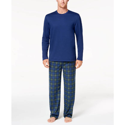 CLUB ROOM MEN'S 2 PC PAJAMA SET NAVY/HUNTER