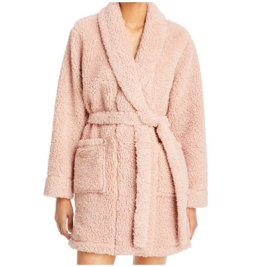 Josie Rose Pink Sherpa Robe w/ Pockets, Size S/M, NWT!