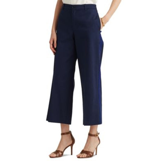 Lauren Ralph Lauren Ladies French Navy Blue Double Faced Cotton Stretch Pants 10