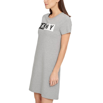 DKNY Women's Cotton Logo T-Shirt Dress Pearl Grey Heather