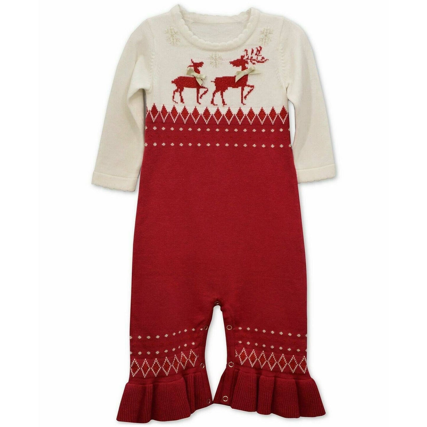 BONNIE BABY INFANT GIRLS JUMPSUIT, REINDEER WINTER HOLIDAY CHRISTMAS, NWT