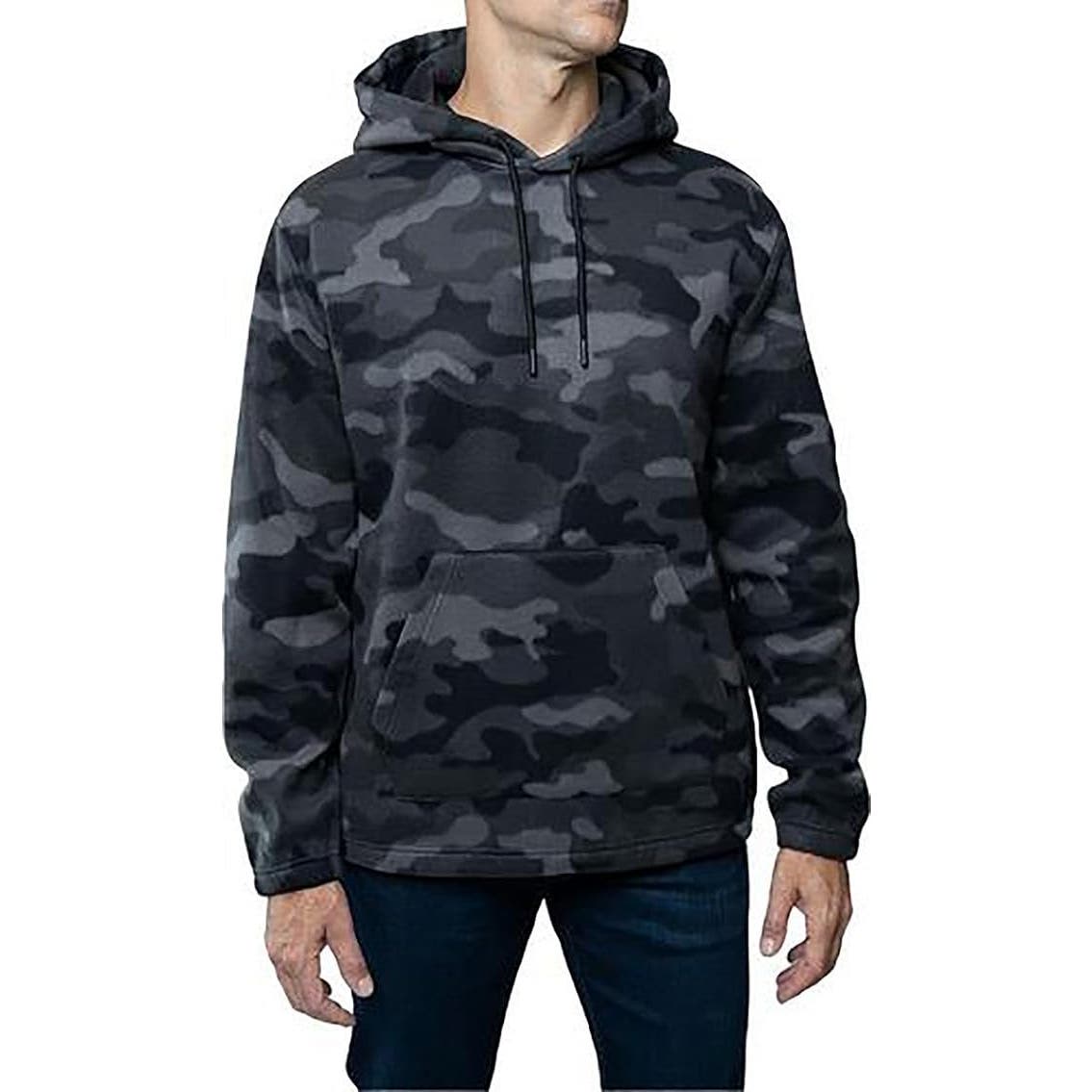 Lazer Lazer Mens Polar Fleece Pullover Hoodie Camo Gray