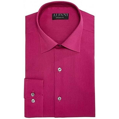 ALFANI, Men's Pinstriped Fuchsia Fashion Button Up Shirt, Slim Fit