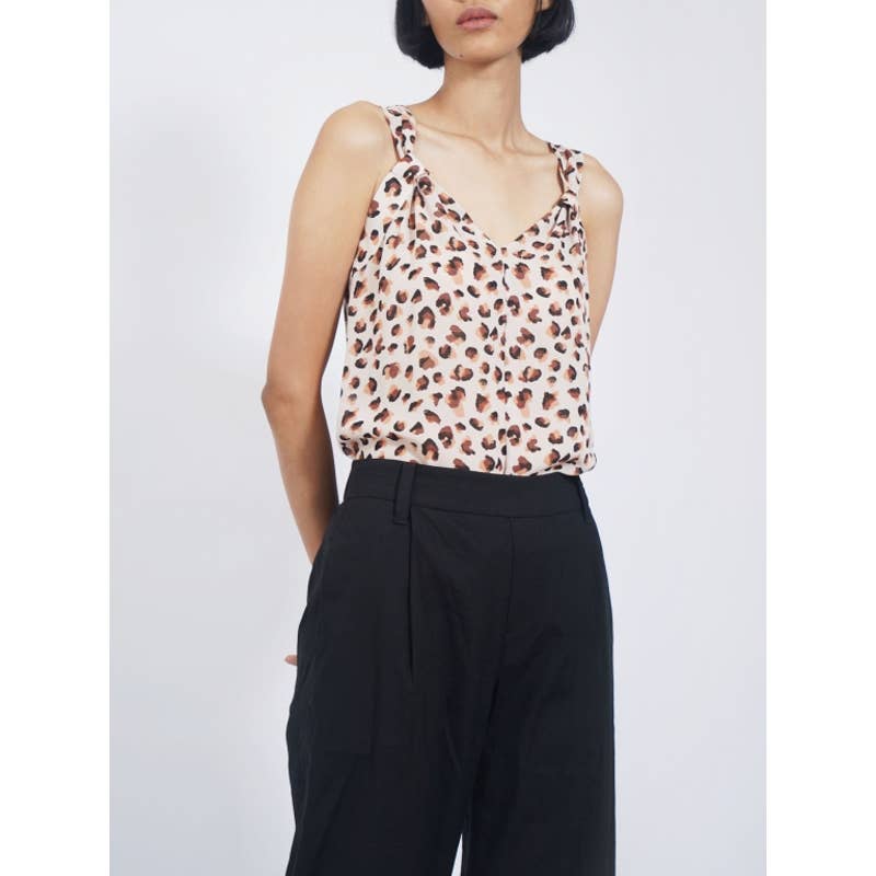 THEORY Women's Draped Top in Leopard Silk