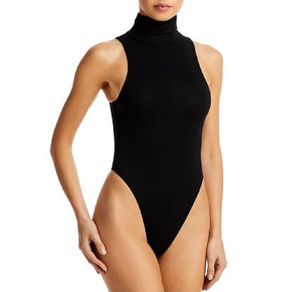 Re Ona Women's Sleeveless Turtleneck Bodysuit in Black