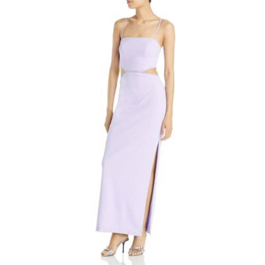 AQUA Ladies Lilac Purple Side Coutout Formal Dress, Rhinestone Trim, Size 4, NWT