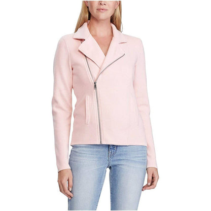 RALPH LAUREN WOMEN'S SWEATER KNIT MOTO JACKET PINK MACAROON