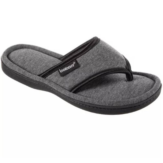 Isotoner Gray & Black Flip Flop Style House Shoes, Memory Foam, NWT!!