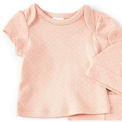 Starting Out Baby Girls Heart-Print Top, Leggings, Socks & Bear Beanie Set