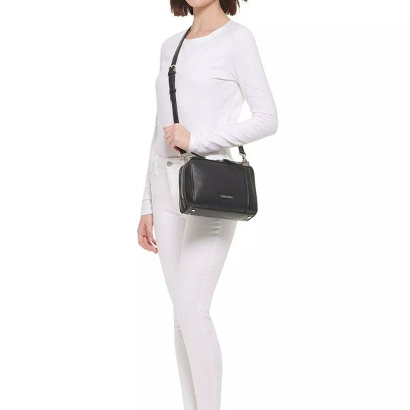 CALVIN KLEIN Collette Satchel Pebbled Black