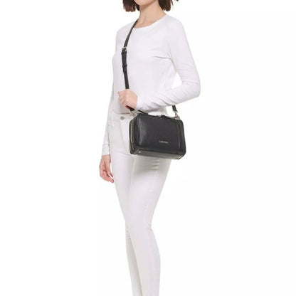 CALVIN KLEIN Collette Satchel Pebbled Black