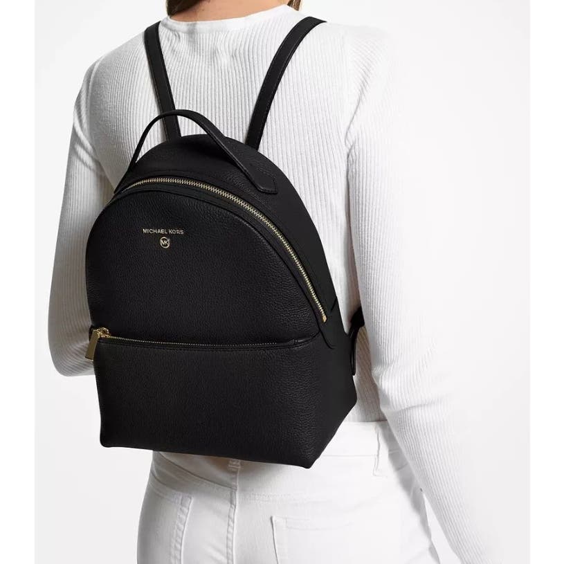 MICHAEL KORS VALERIE MEDIUM BACKPACK PEBBLED LEATHER BLACK