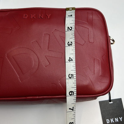 DKNY Red & Black Signature Embossed Leather Crossbody Bag, NWT!!