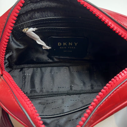 DKNY Red & Black Signature Embossed Leather Crossbody Bag, NWT!!