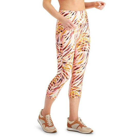 ID Ideology Printed Cropped Leggings Tropical Swirl Peachberry, NWT