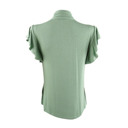Lauren Ralph Lauren Women's Lily Pad Green Ruffle Sleeve Tie Neck Top