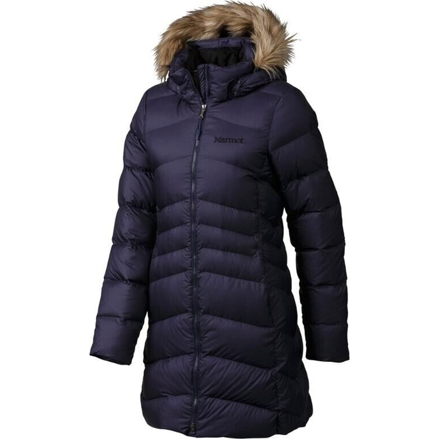 Marmot Montreal Womens Hooded Faux-Fur-Trim Midnight Navy Parka, M NWT $285