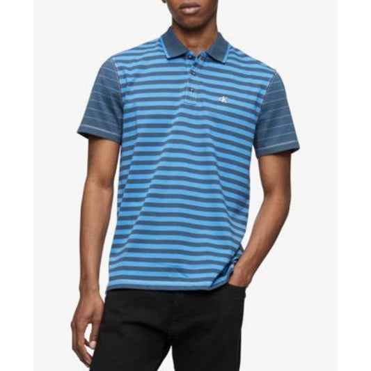 Calvin Klein Men's Navy Blue "Ink" Striped Polo Shirt, NWT!