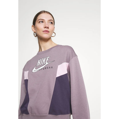 NIKE WOMEN'S PULLOVER SWEATSHIRT COLORBLOCK, SMOKE RAISIN, XL, NWT