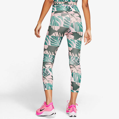 Nike Dri-FIT Women's Printed Cropped Legging Pink Green Tropical Reflective