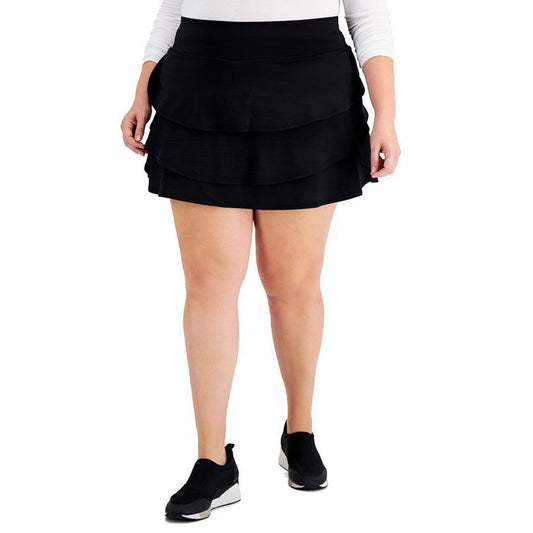 ID Ideology Women's Plus Size Ruffled Skort Black Noir, NWT