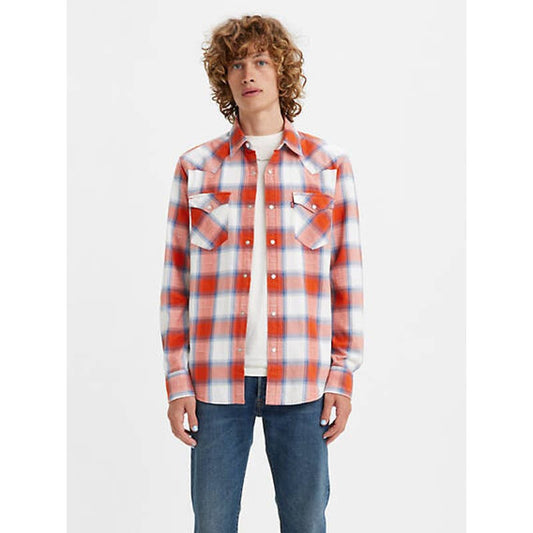 Levi's Men's Classic Western Standard Fit Shirt,Van Plaid Rooibos, Size Medium