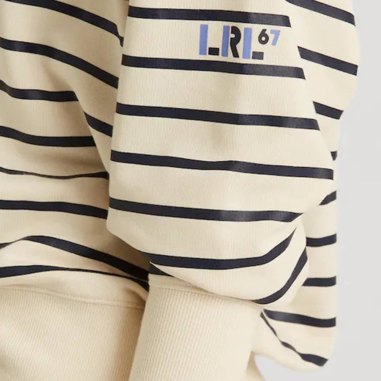 Lauren Ralph Lauren Cream & Navy Blue Striped Hoodie, Size Large, NWT!!