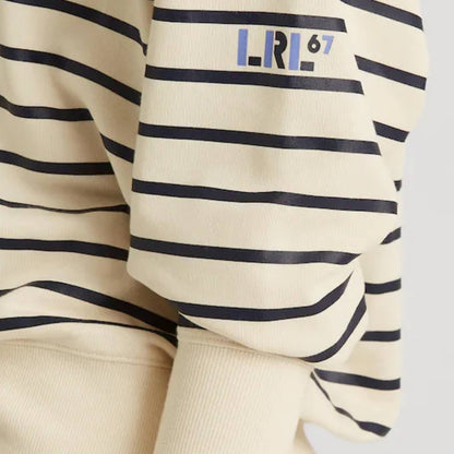 Lauren Ralph Lauren Cream & Navy Blue Striped Hoodie