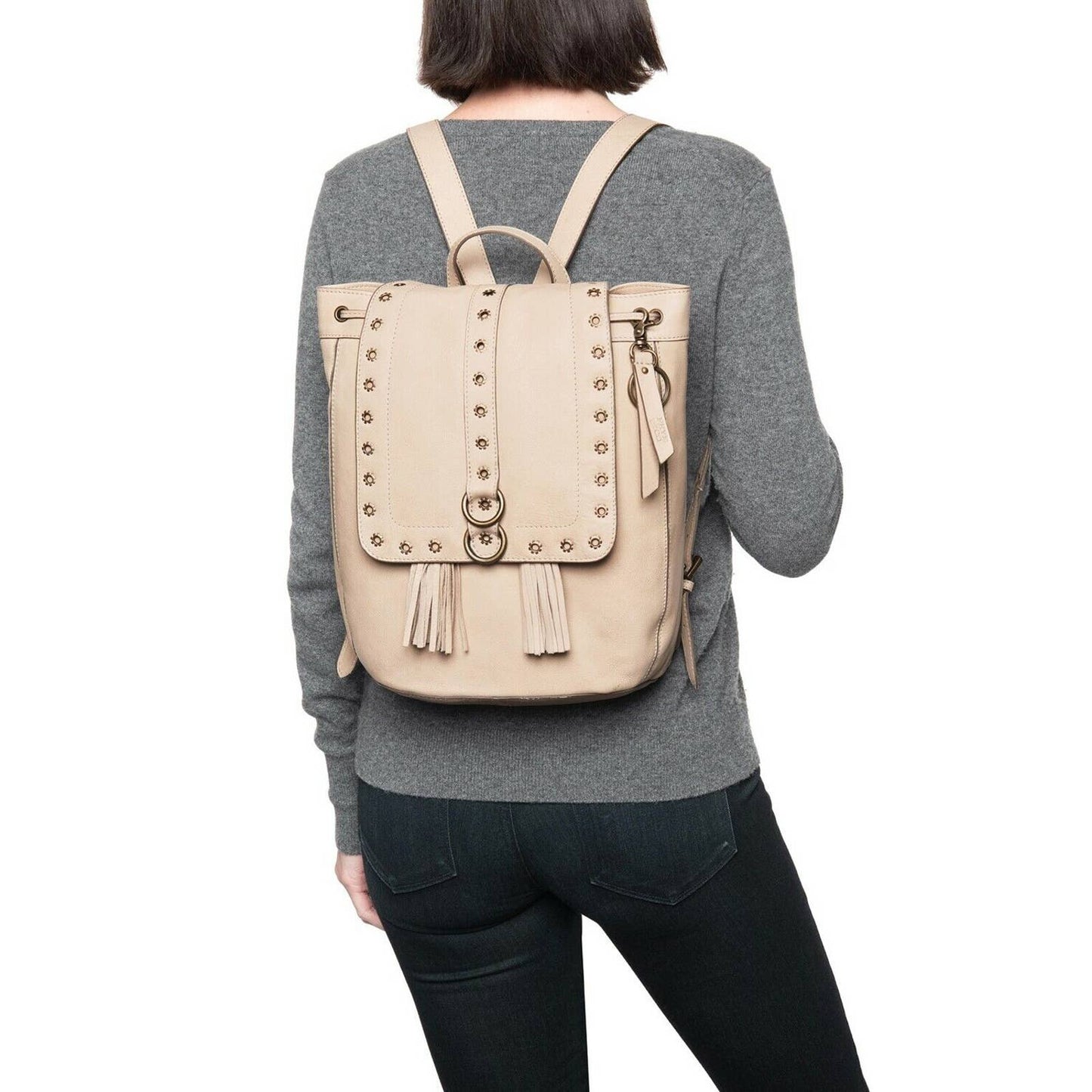 FRYE EVIE BACKPACK BONE LEATHER ANTIQUE BRASS HARDWARE NWT! $228