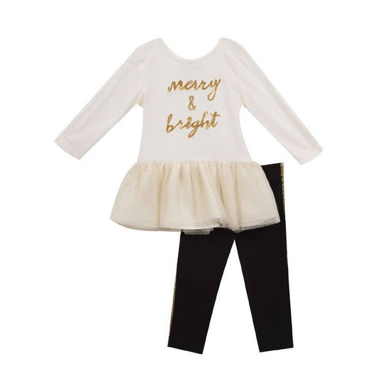 Rare Editions Infants CHRISTMAS, Merry & Bright, 2 PC, Ivory Tutu Top, NWT