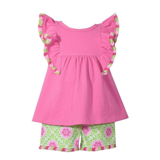 BONNIE BABY 18 Months Pink Sleeveless Top/ Green Floral 2 Piece Outfit NWT $30