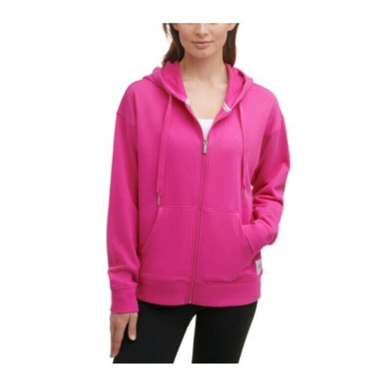 CALVIN KLEIN WOMEN'S ZIP FRONT HOODIE, BERRY PINK, M, NWT