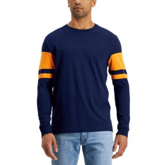 Club Room Men's Football T-Shirt Navy Blue & Orange, NWT!