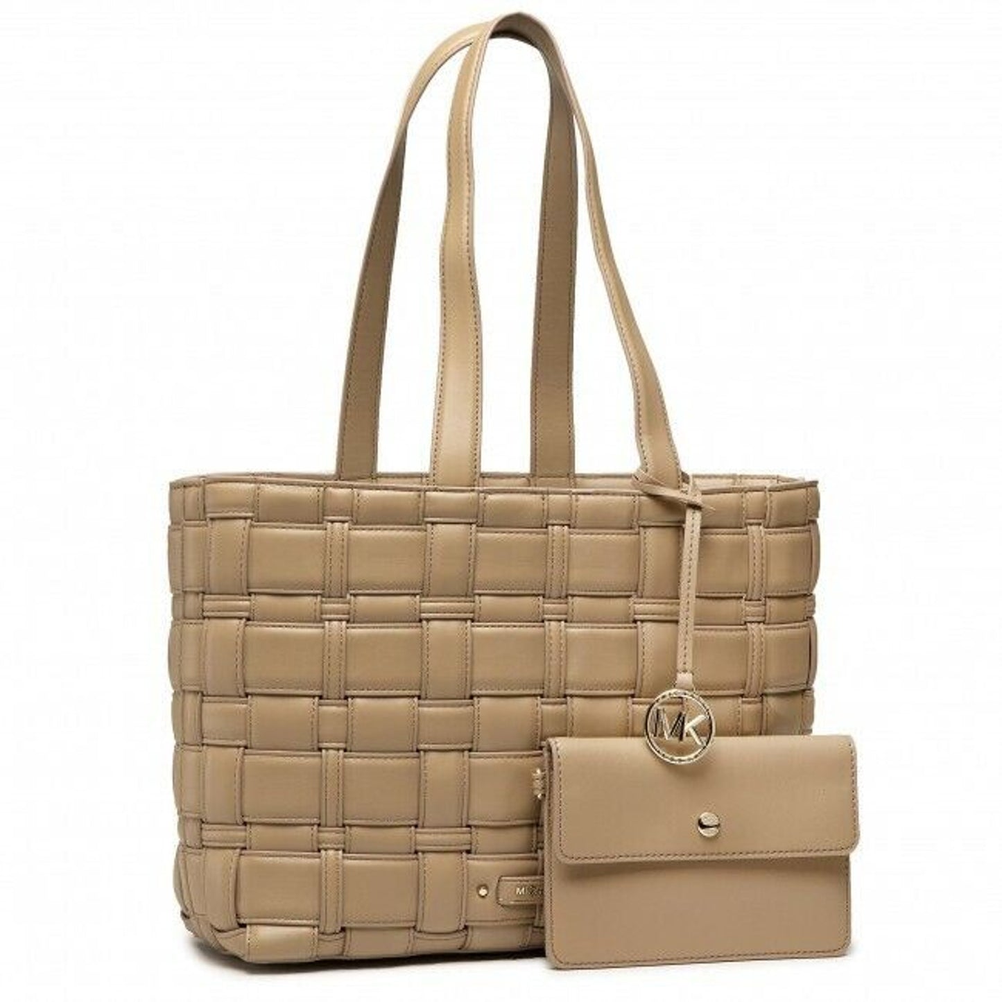 Michael Kors Camel “Ivy” Woven Tote Bag, Vegan Faux Leather, NWT