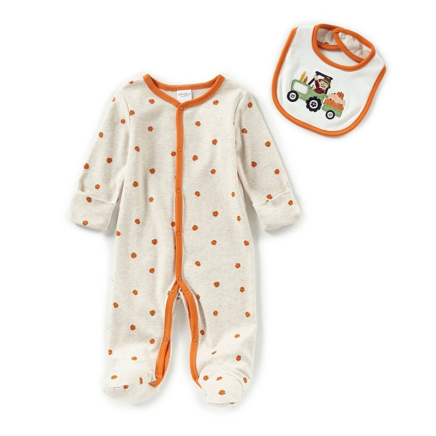 STARTING OUT BABY Layette Sleeper Bib Thanksgiving, Scarecrow, Heather NWT!