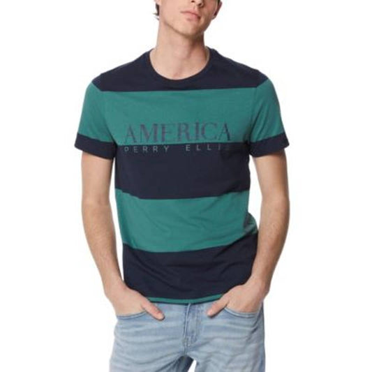 Perry Ellis America Men's Over Mallard Green & Navy Blue Tee Shirt, NWT!