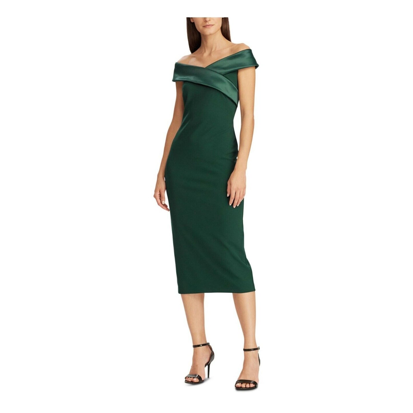 Ralph Lauren Dark Fern Green Bodycon Midi Dress, “Jaeluan”