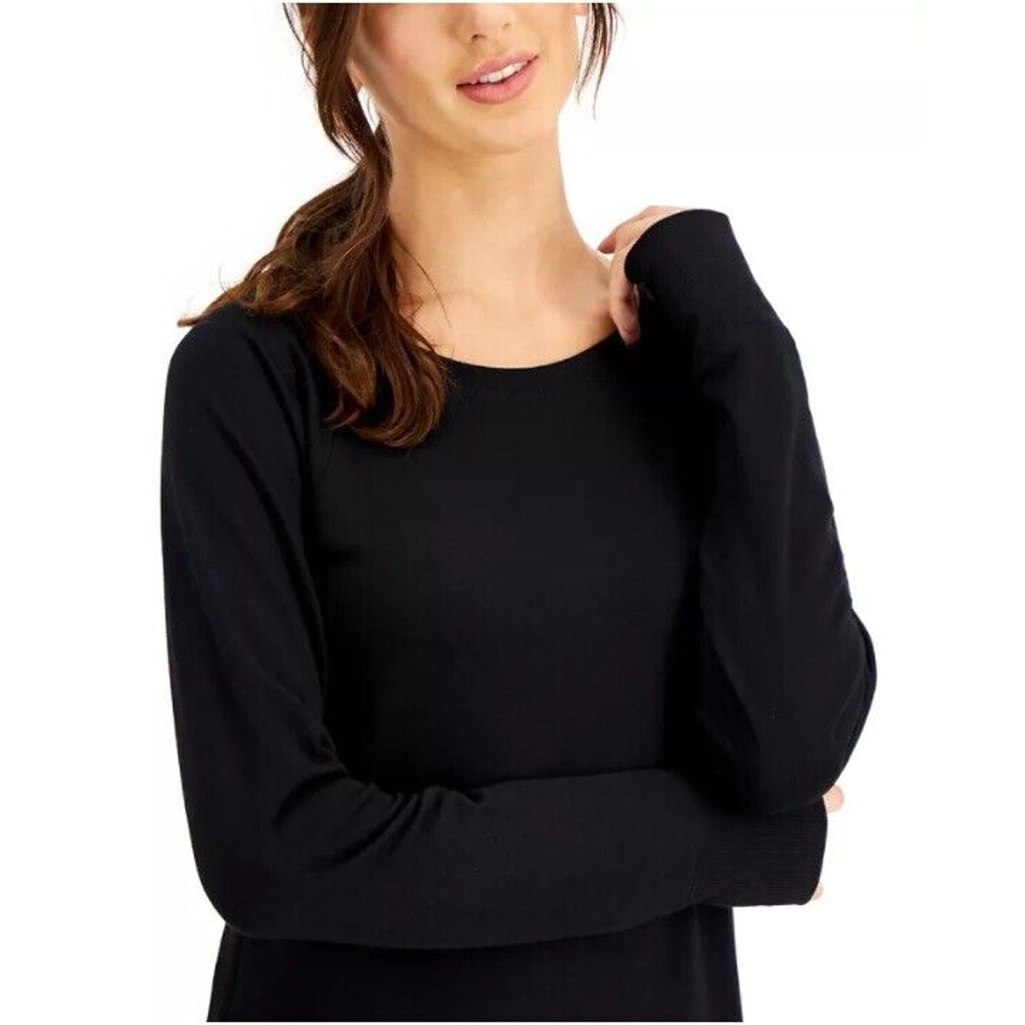 IDEOLOGY Life On The Go Noir Black Long Sleeve Top, Cut Back, $45 NWT