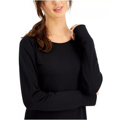 IDEOLOGY Life On The Go Noir Black Long Sleeve Top, Cut Back