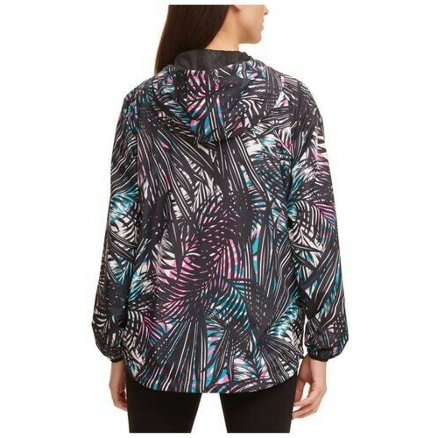 DKNY Women's Tropic Shade Printed Windbreak Laser Pink Black, SM NWT, $139