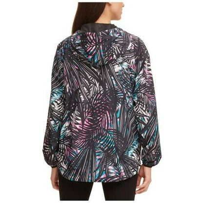 DKNY Women's Tropic Shade Printed Windbreak Laser Pink Black